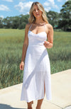 Palm Beach Linen Midi Dress - Ivory
